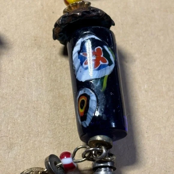 Artisan Blue and Silver Dangle Earrings - Picture 5 of 6